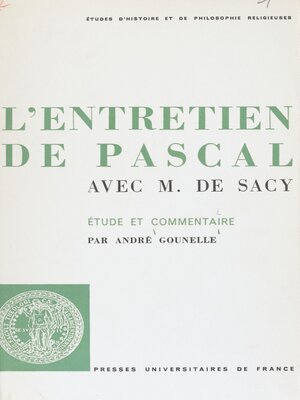 cover image of L'entretien de Pascal avec M. de Sacy
